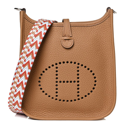 Hermes Taurillon Clemence Allegro Evelyne TPM Biscuit Cornaline White Gold 1 of 11