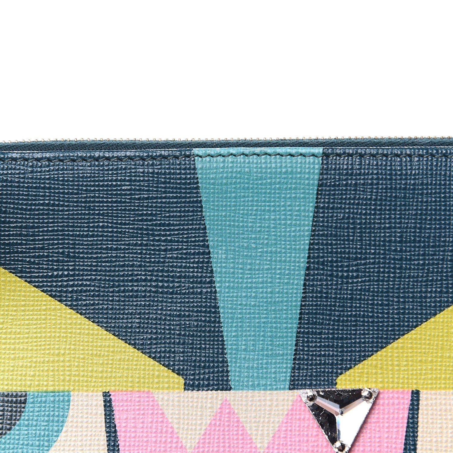 Fendi Vitello Crystal Tooth Monster Zip Pouch Oceano Multicolor 8 of 8