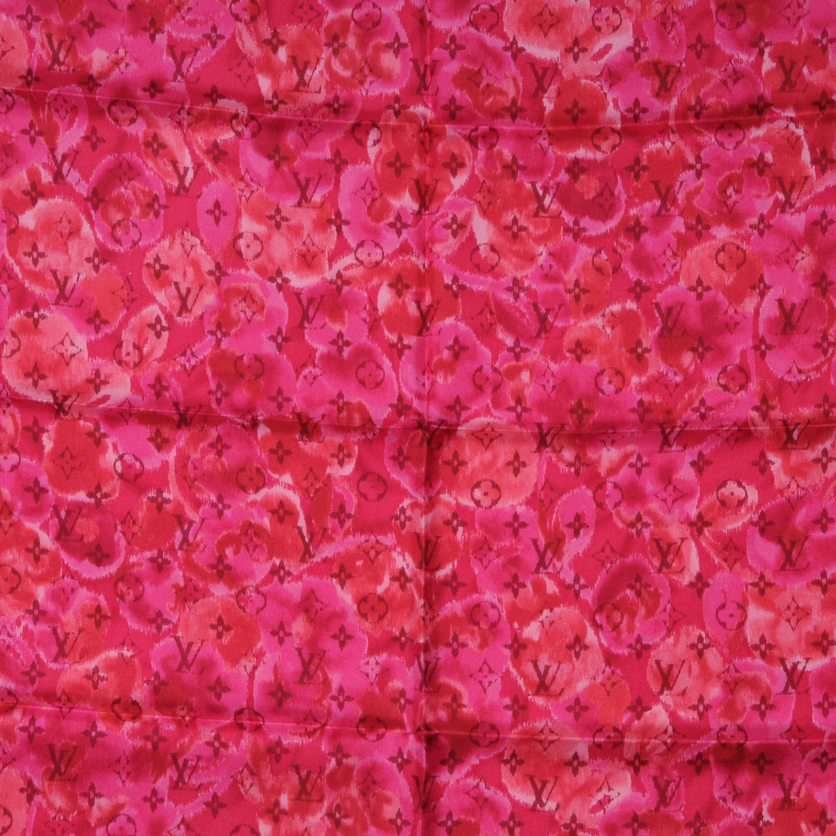 Silk Monogram Ikat Summer Square Scarf Rose Indien
