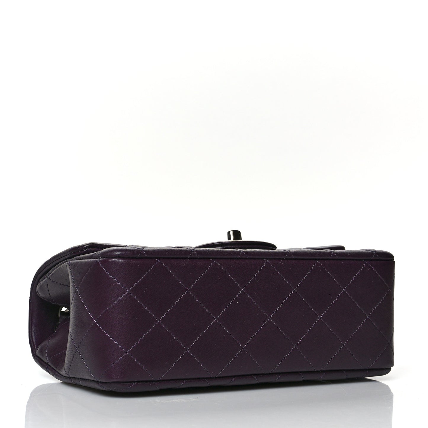 Lambskin Quilted Mini Rectangular Flap Dark Purple