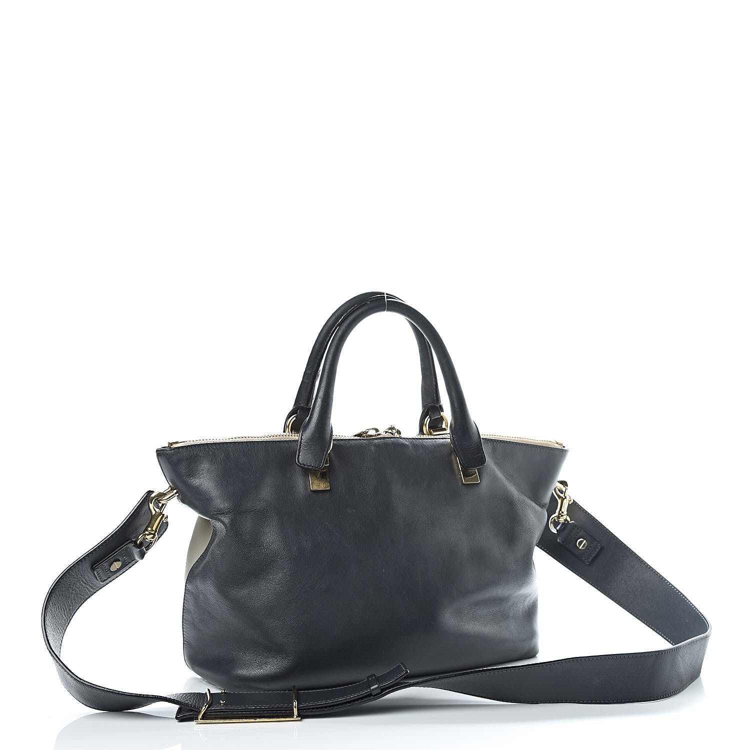 Chloe Smooth Calfskin Small Baylee Tote Marshmallow Grey Black 3 of 11