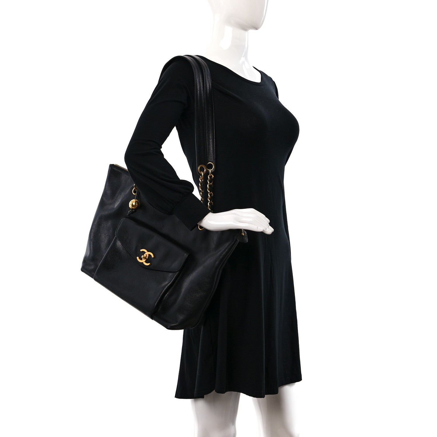 Chanel Caviar CC Shopper Tote Black 2 of 12