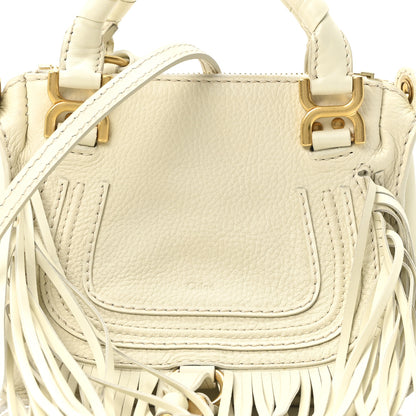 Chloe Shiny Small Grain Calfskin Mini Marcie Multi Fringe Satchel Natural White 8 of 10