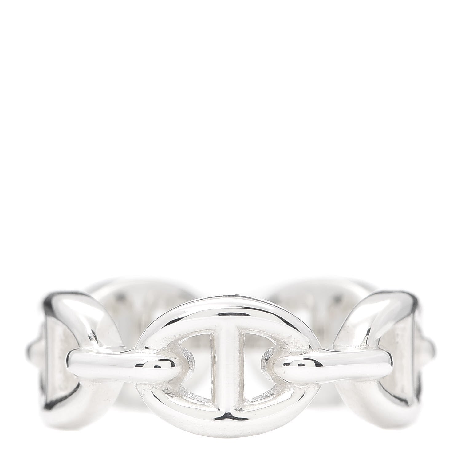 Hermes Sterling Silver PM Chaine d'Ancre Enchainee Band Ring 50 5.25 1 of 6