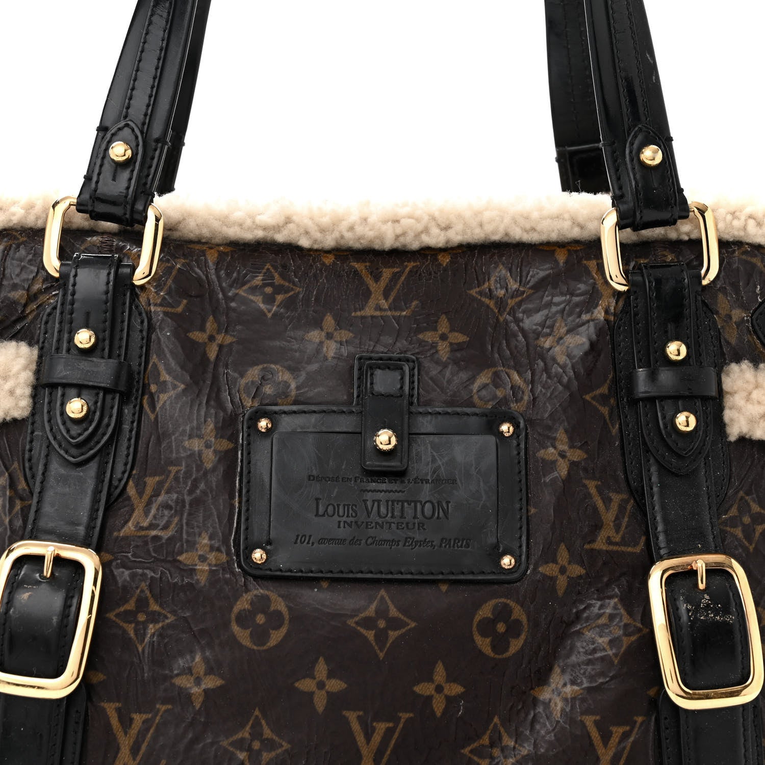 Louis Vuitton LOUIS VUITTON Patent Monogram Shearling Sac Thunder 8 of 15