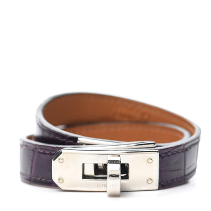 Hermes Shiny Alligator Kelly Double Tour Bracelet S Amethyst 1 of 5