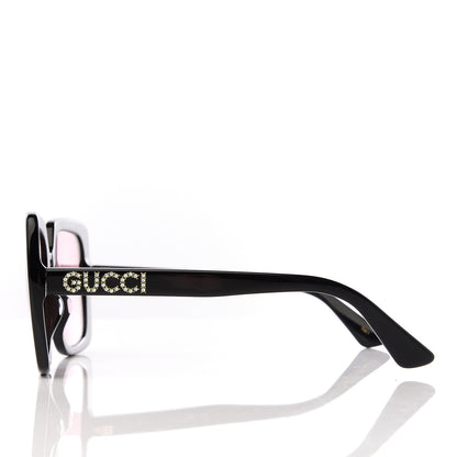 Gucci Crystal Square Frame GG Sunglasses GG0418S Black Pink 2 of 8