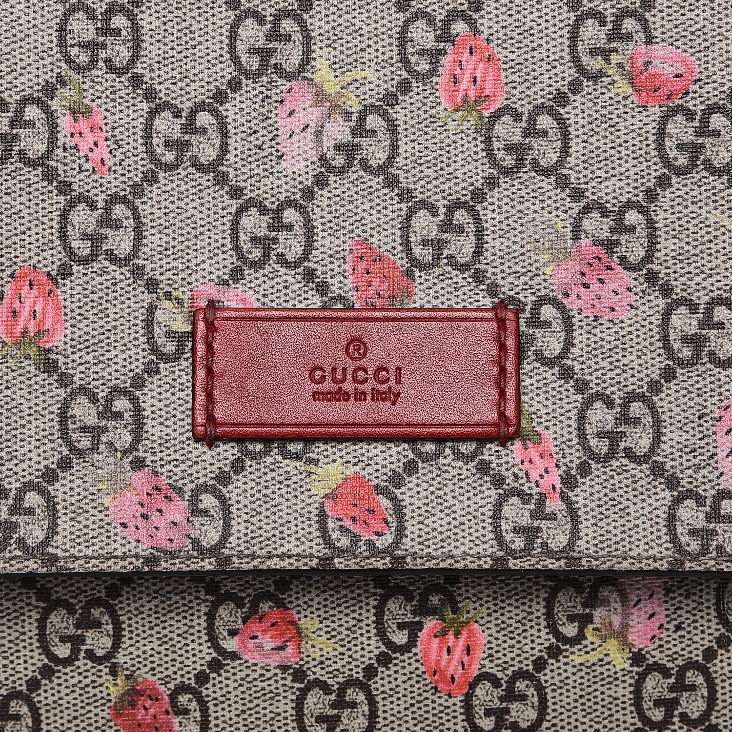 Gucci GG Supreme Monogram Strawberry Messenger Diaper Bag Beige 8 of 13