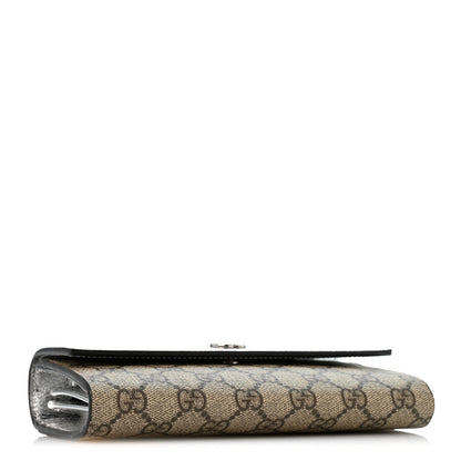 Gucci Metallic Calfskin GG Supreme Monogram Petite GG Marmont Wallet Chain Bag Silver Beige Ebony 4 of 12