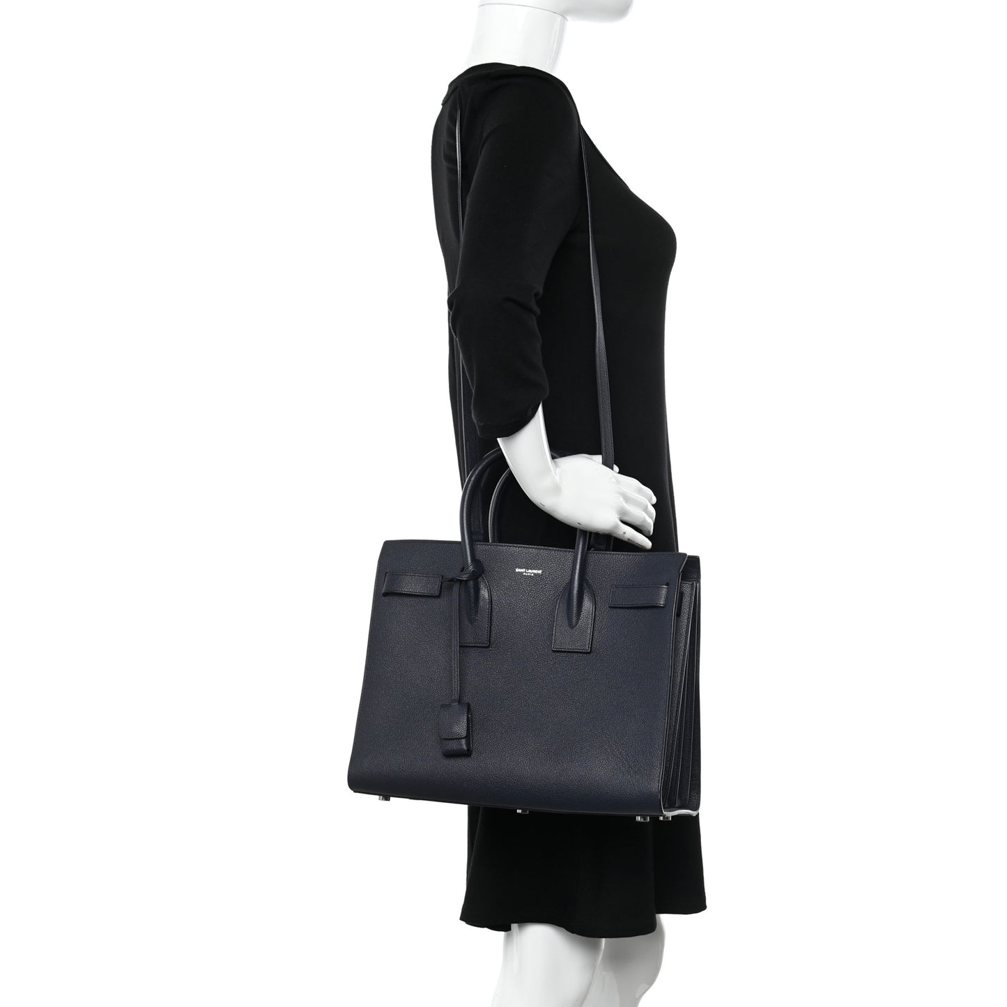 Grained Calfskin Small Sac De Jour Navy