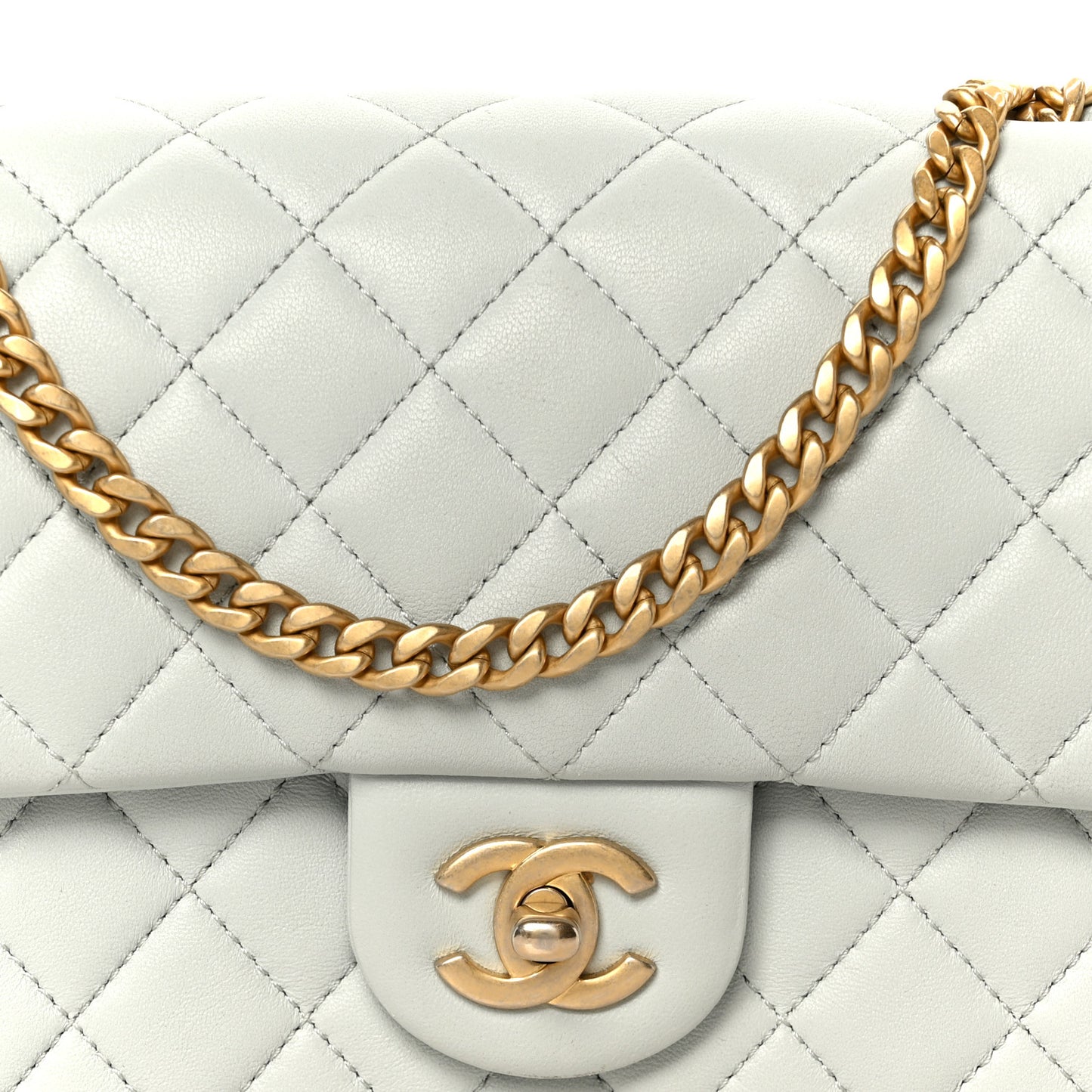 Lambskin Quilted Small Sweet Camellia Flap Light Blue
