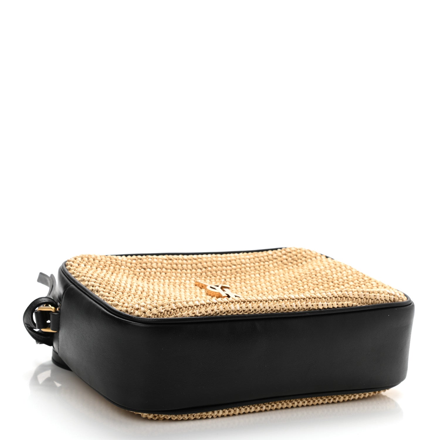 Saint Laurent Raffia Canvas Monogram Lou Camera Bag Beige Black 4 of 9