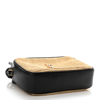 Saint Laurent Raffia Canvas Monogram Lou Camera Bag Beige Black 4 of 9