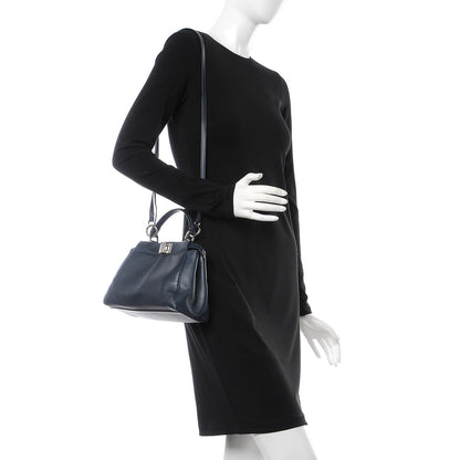 Fendi Nappa Mini Peekaboo Iconic Satchel Dark Blue 3 of 16