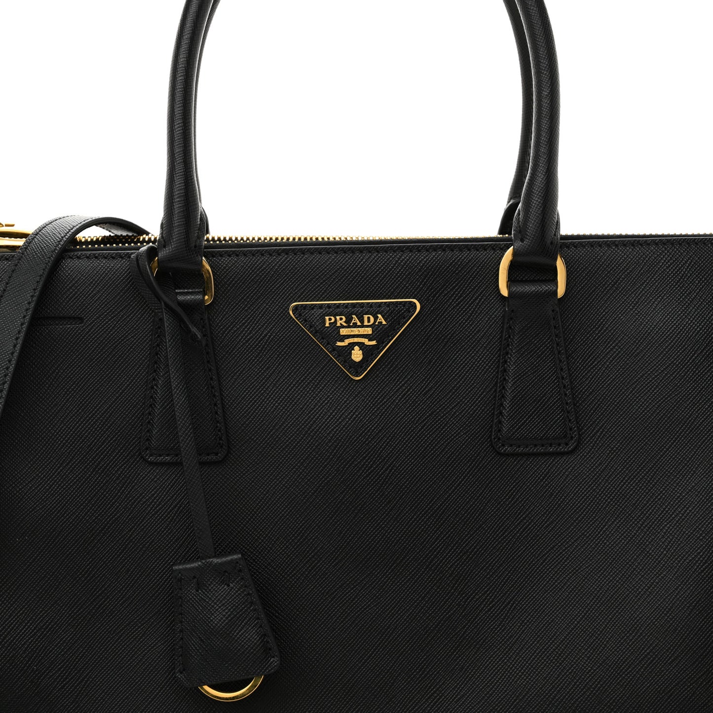 Saffiano Lux Large Galleria Double Zip Tote Black