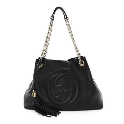 Gucci Pebbled Calfskin Medium Soho Chain Shoulder Bag Black 1 of 14