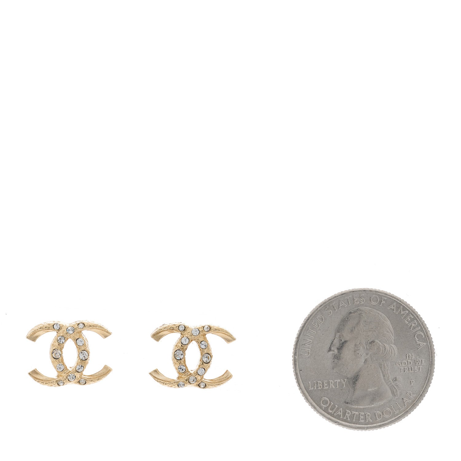 Chanel Crystal Timeless CC Earrings Light Gold 2 of 5