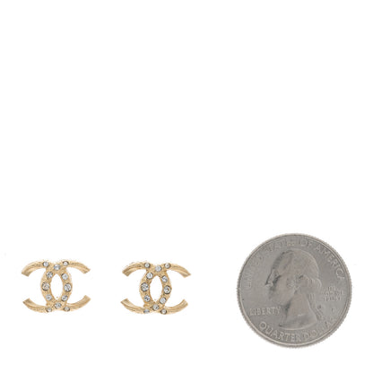 Chanel Crystal Timeless CC Earrings Light Gold 2 of 5
