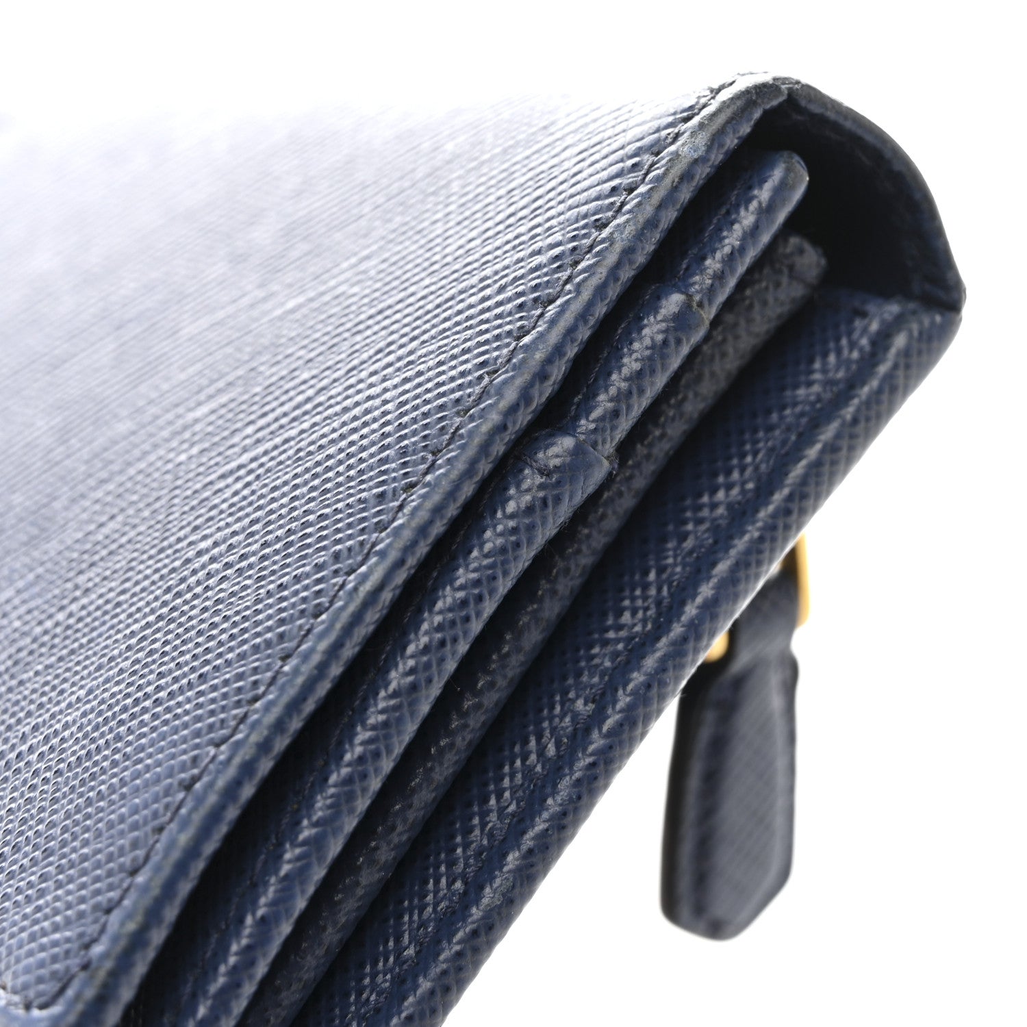 Prada Saffiano Metal Bar Continental Flap Wallet Bluette 8 of 11