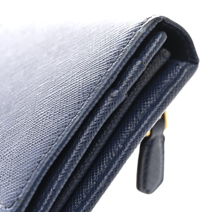 Prada Saffiano Metal Bar Continental Flap Wallet Bluette 8 of 11