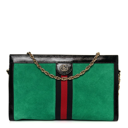 Gucci Suede Patent Web Medium Ophidia Chain Shoulder Bag New Shamarock Black 1 of 13