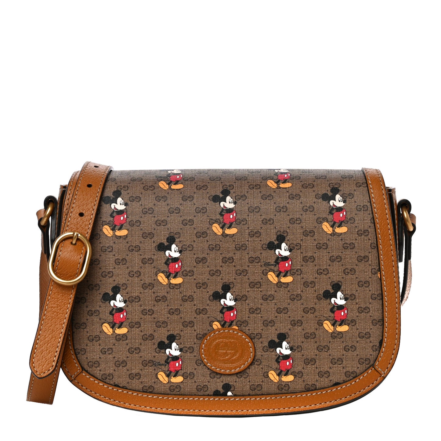 X DISNEY Mini Vintage GG Supreme Monogram Mickey Mouse Small Flap Messenger Bag Beige Vintage Sun Oil