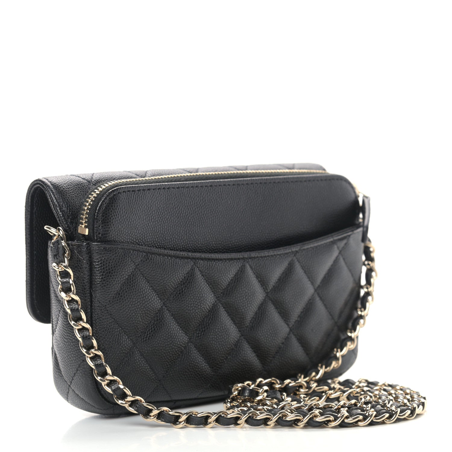 Chanel Caviar Quilted Flap Phone Holder With Chain Black 3 of 11