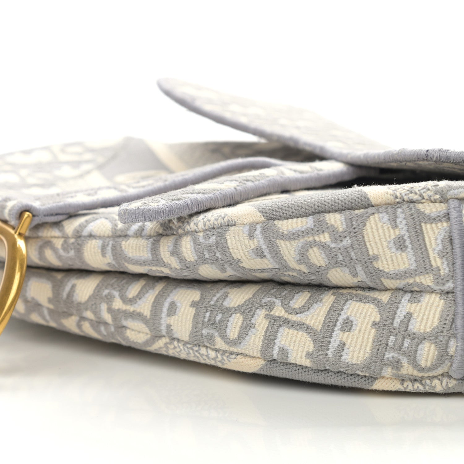 Christian Dior Oblique Embroidered Saddle Bag Gray 10 of 11