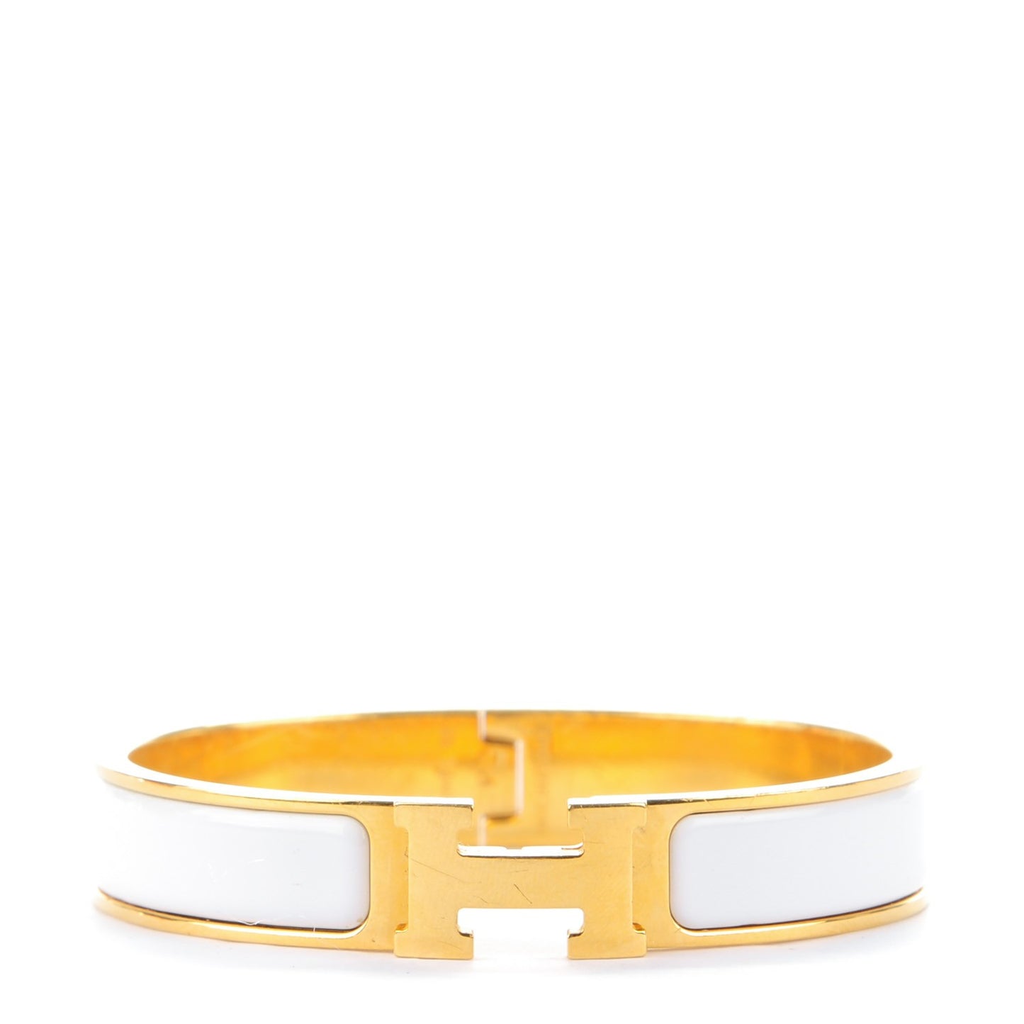 Enamel Narrow Clic Clac H Bracelet PM White
