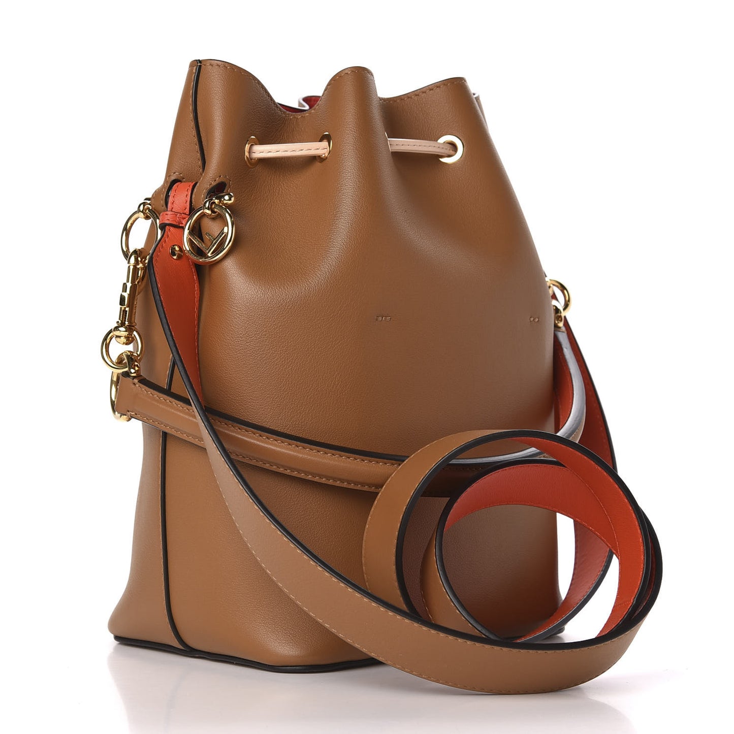 Vitello Grace F is Fendi Stamp Patch Perforated Small Mon Tresor Bucket Bag Nocciola