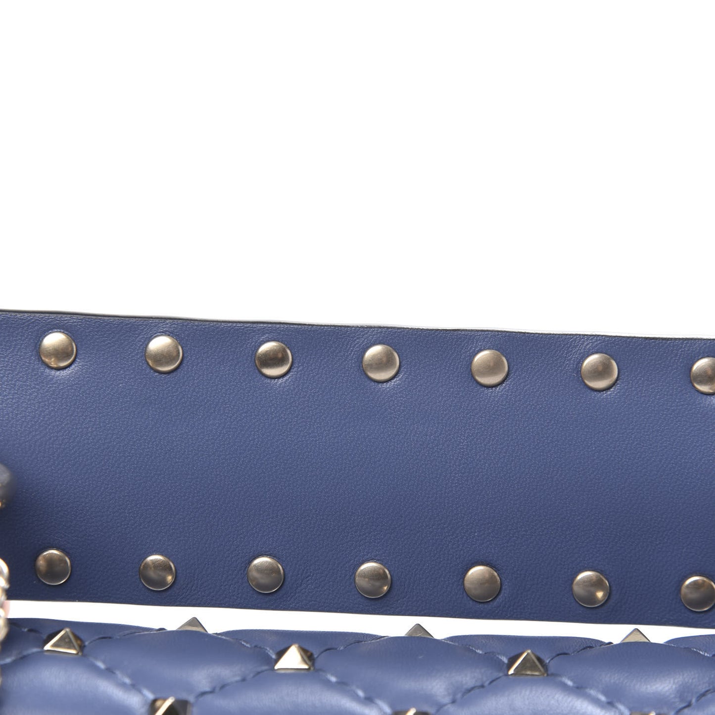 Lambskin Small Rockstud Spike Shoulder Bag Blue