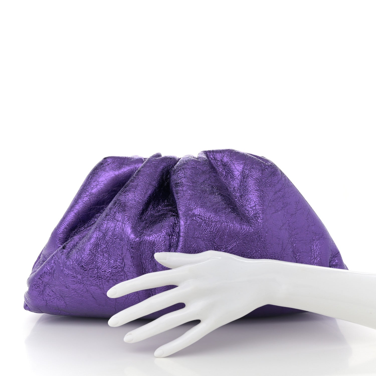 Bottega Veneta Metallic Crinkled Lambskin The Pouch Viola 2 of 10