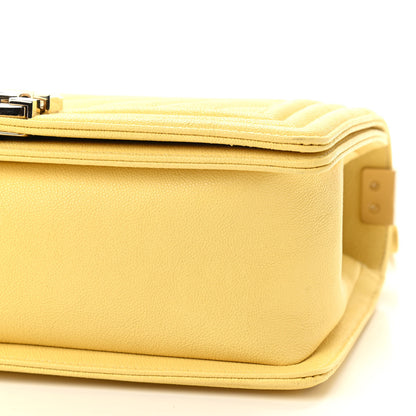 Chanel Caviar Chevron Quilted Medium Boy Flap Yellow 8 of 9