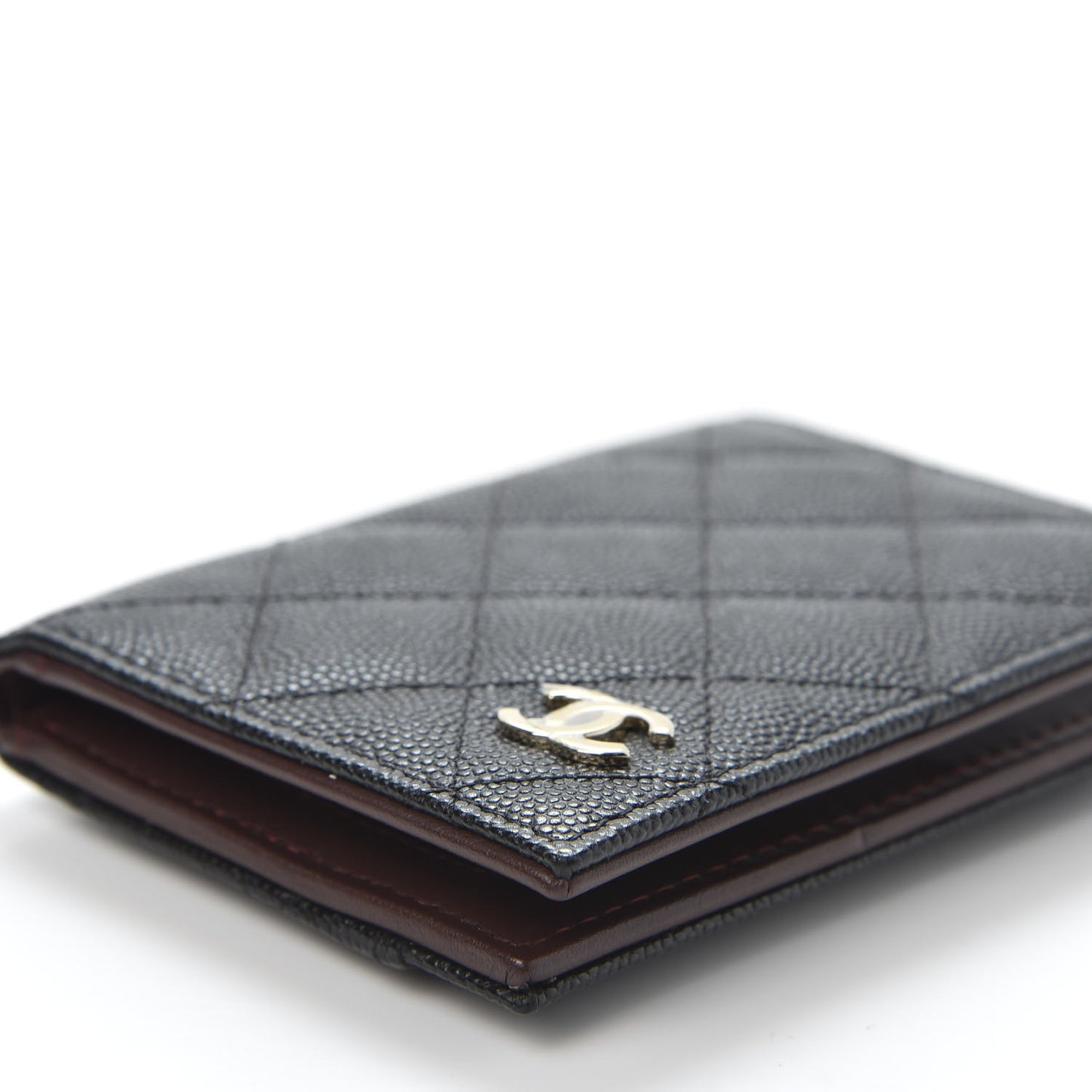 Caviar Quilted Card Holder Wallet Black