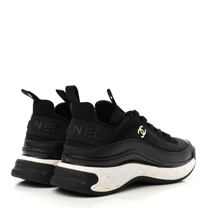 Chanel Velvet Calfskin Mixed Fibers CC Sneakers 38 Black 3 of 14