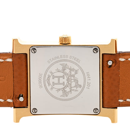 Hermes Stainless Steel Epsom 21mm Heure H Hour Double Tour Quartz Watch Gold 4 of 4