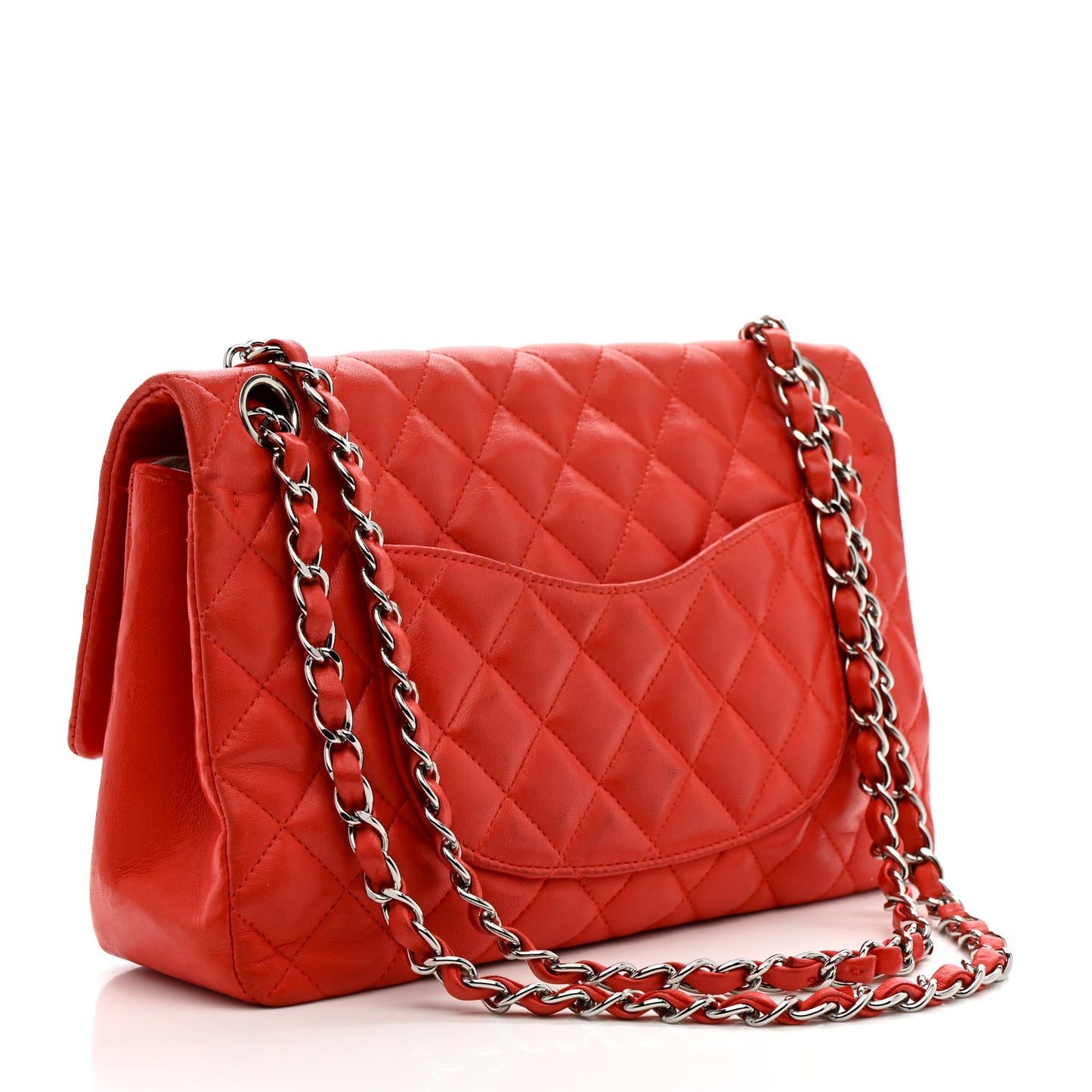 Lambskin Quilted Medium Single Flap Red