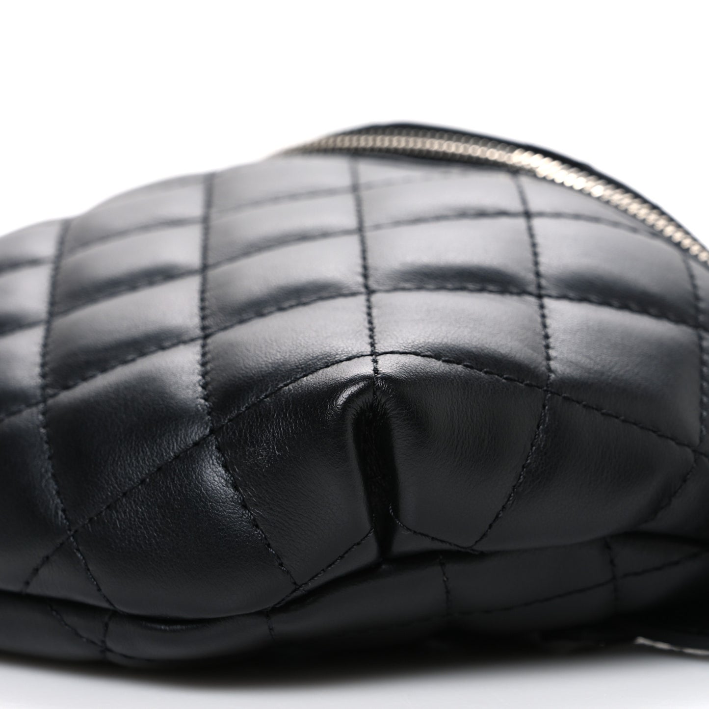 Lambskin Quilted Waist Belt Bag Black