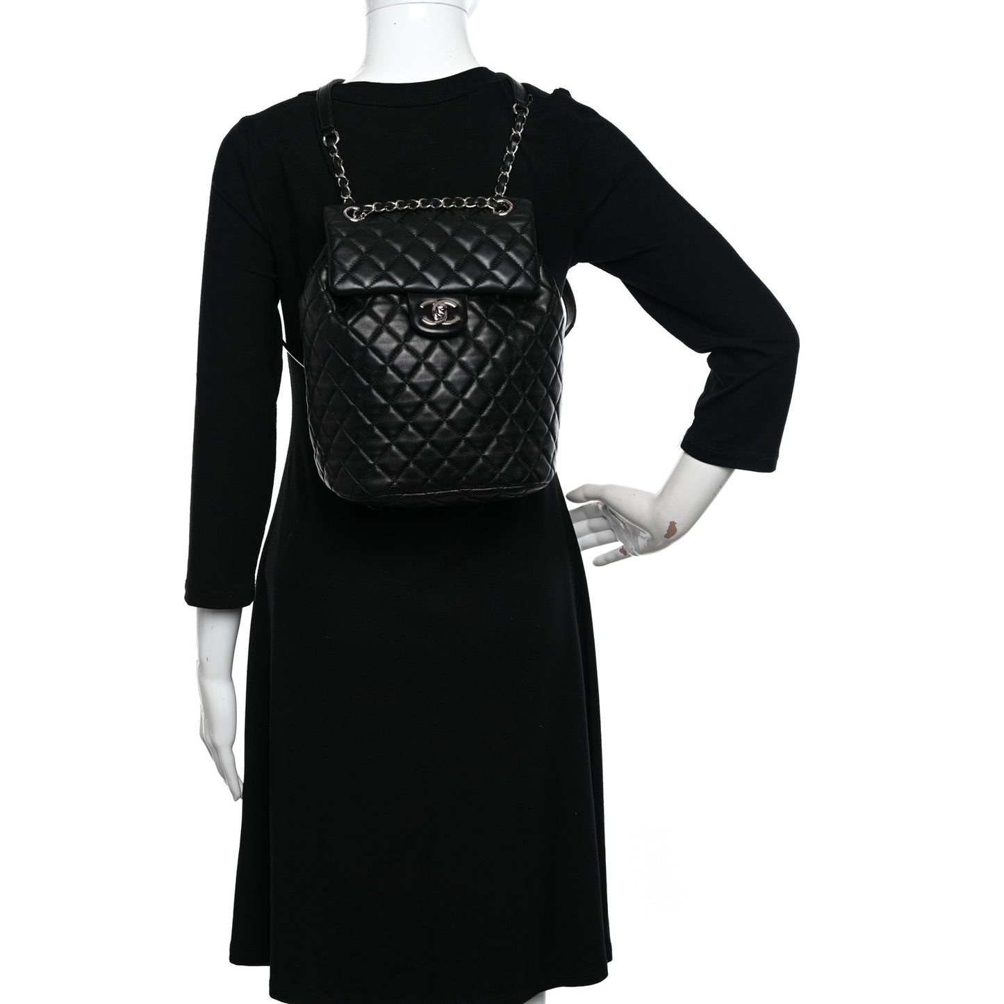 Lambskin Quilted Small Urban Spirit Backpack Black