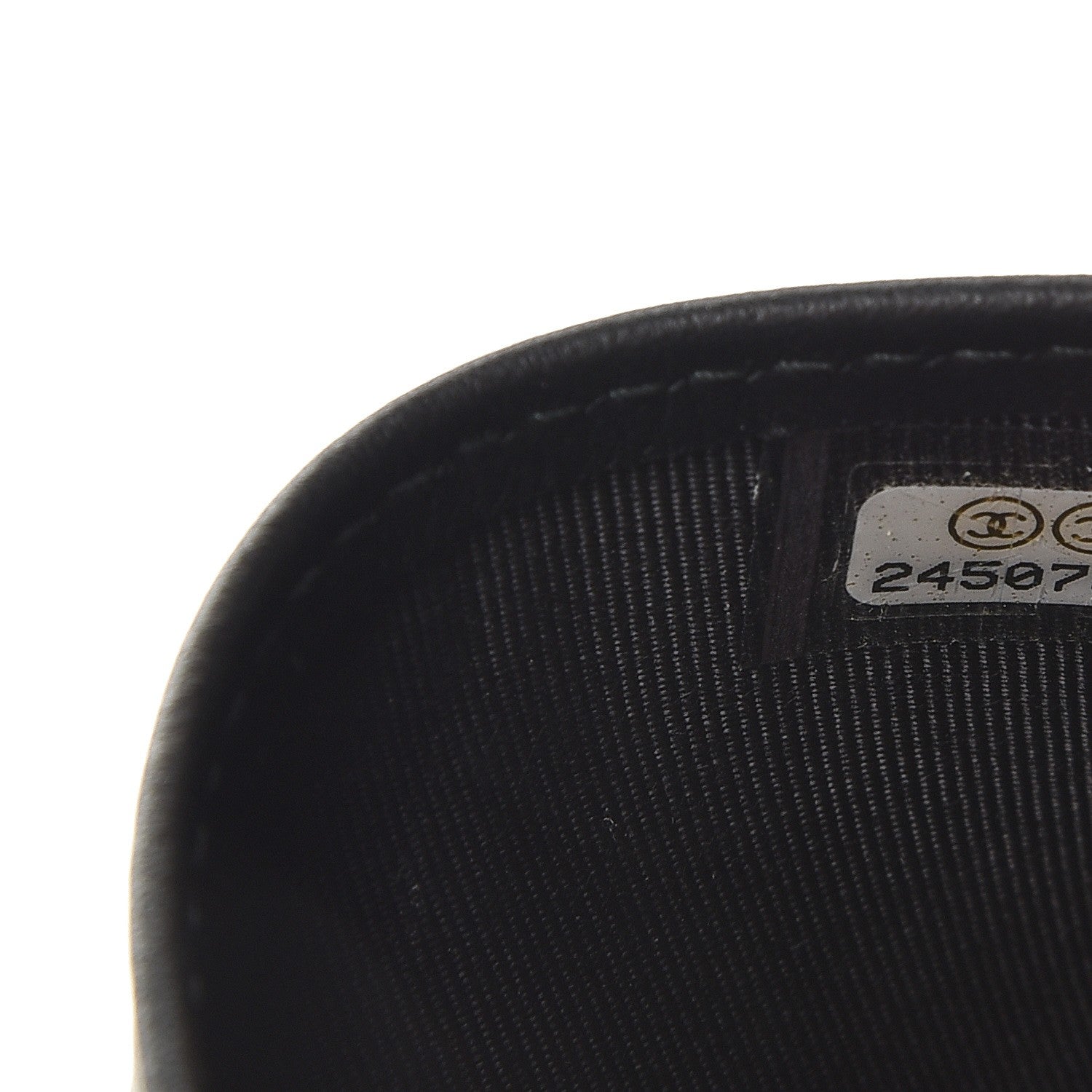 Chanel Letter Calfskin Embossed Quilted CC Card Holder Wallet Black 7 of 8