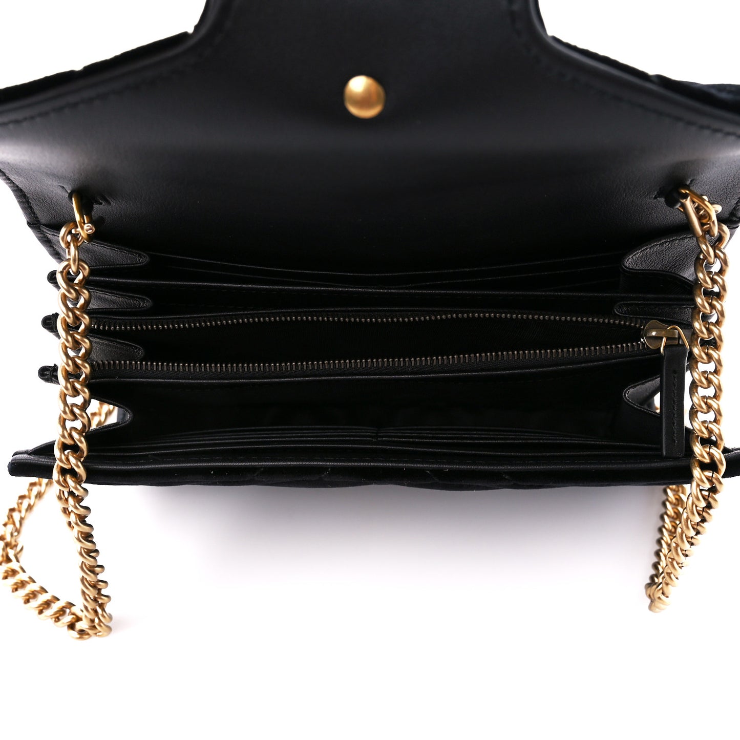 Velvet Matelasse GG Marmont Chain Wallet Black