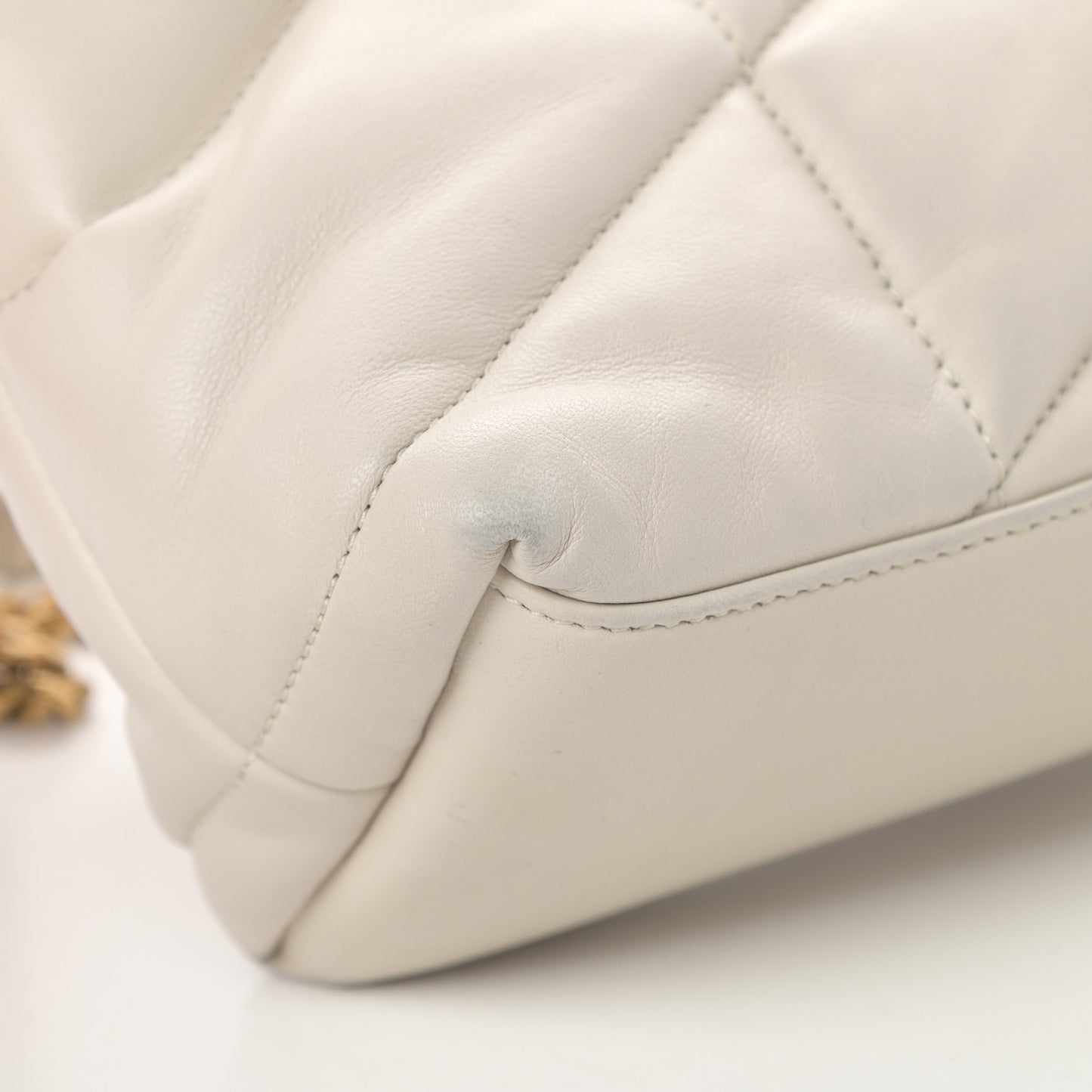Lambskin Quilted Small Loulou Puffer Monogram Chain Satchel Crema Soft