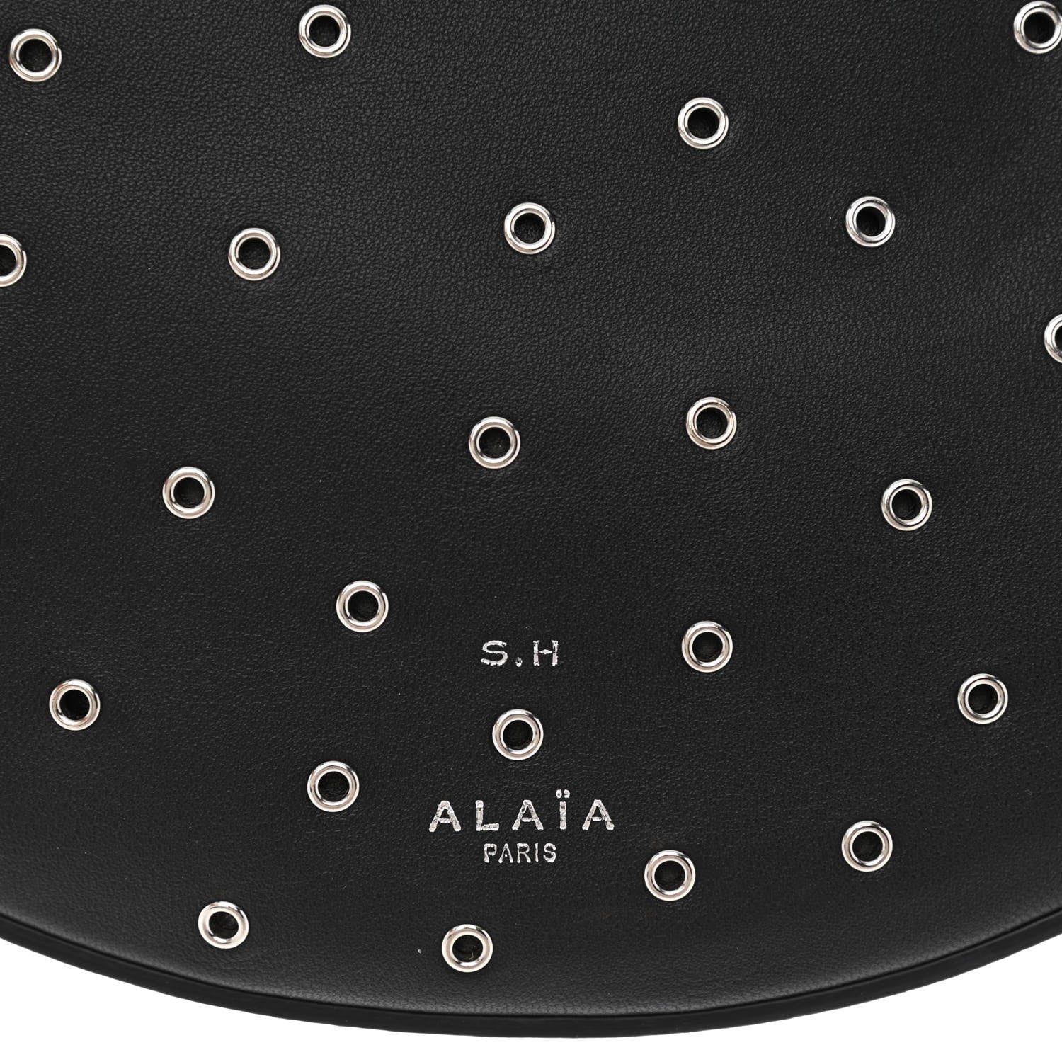 Alaia Lambskin Grommet One Piece Demi Lune Bag Black 7 of 9