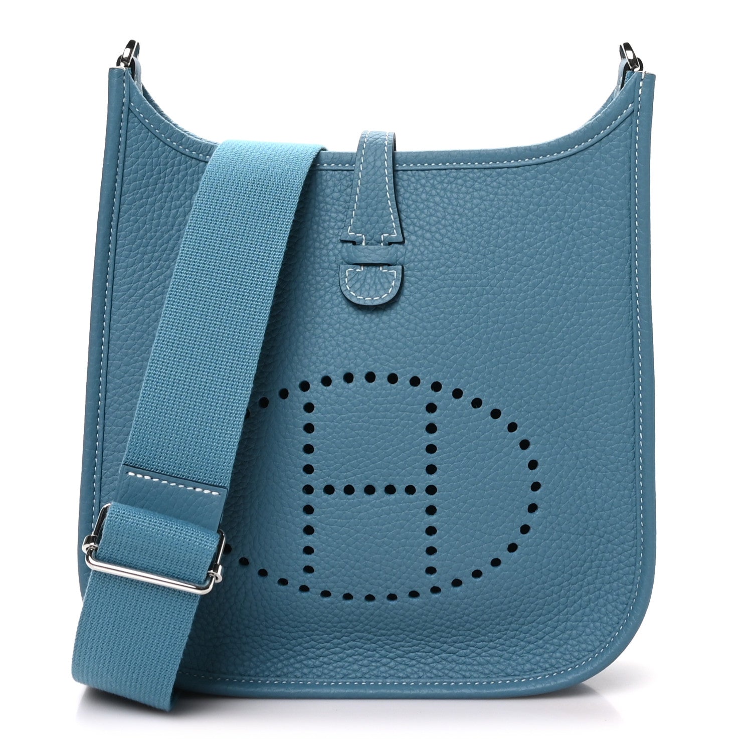 Hermes Taurillon Clemence Evelyne 23 Poche III New Blue Jean 1 of 10