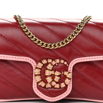 Gucci Azalea Calfskin Enamel Matelasse Diagonal Super Mini Torchon GG Marmont Shoulder Bag New Cherry Red Wild Rose 8 of 9