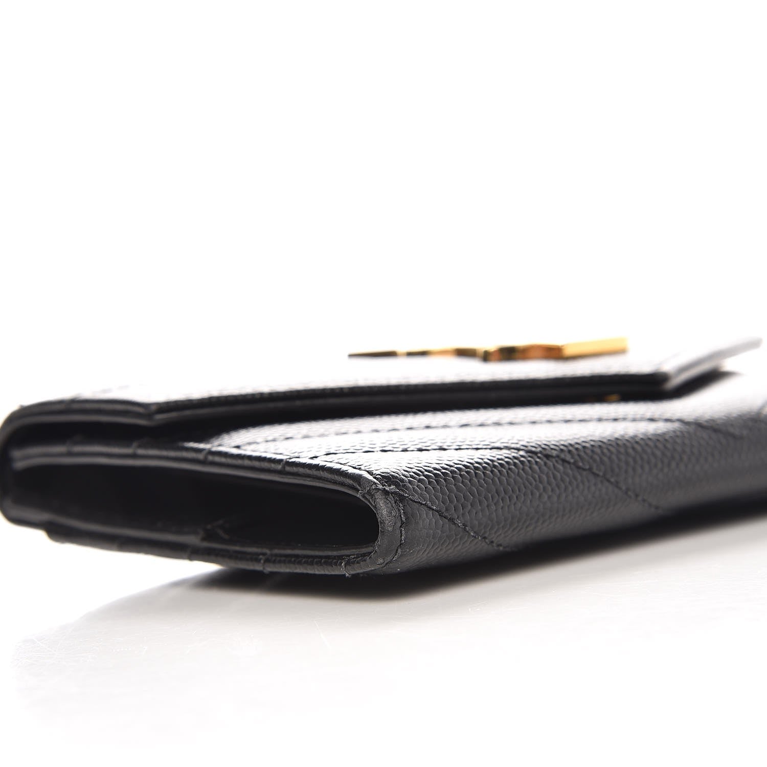Saint Laurent Grain De Poudre Matelasse Chevron Small Monogram Passport Case Black 9 of 10