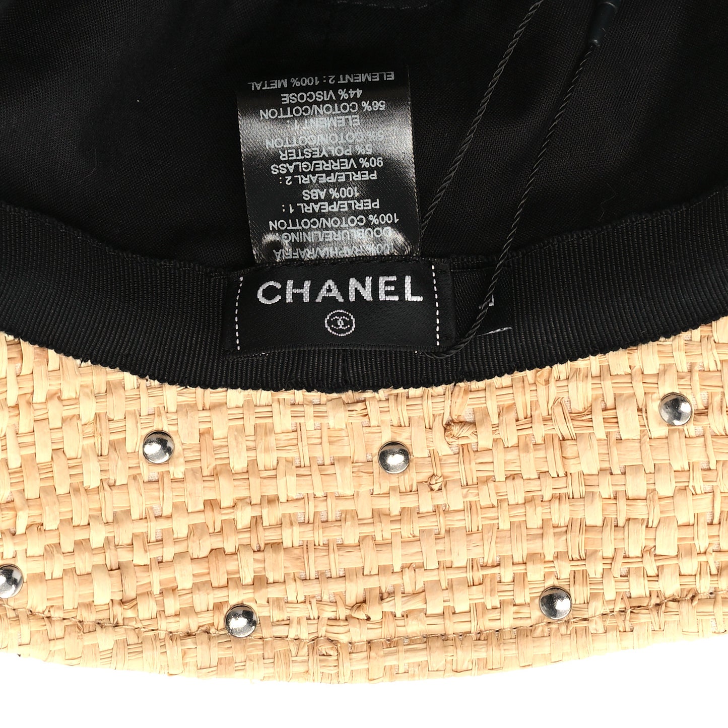 Straw Pearl Logo Bucket Hat L Beige