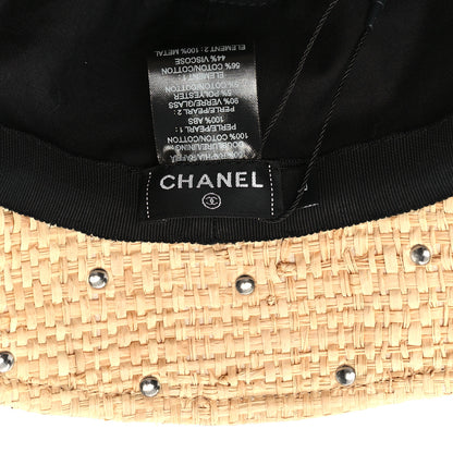 Chanel Straw Pearl Logo Bucket Hat L Beige 8 of 9