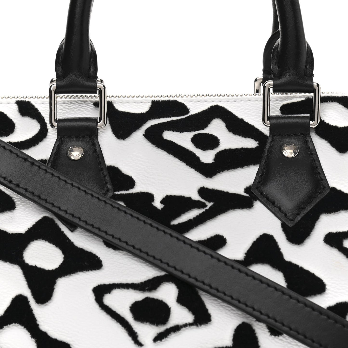 X UF Tufted Monogram Speedy Bandouliere 25 White Black