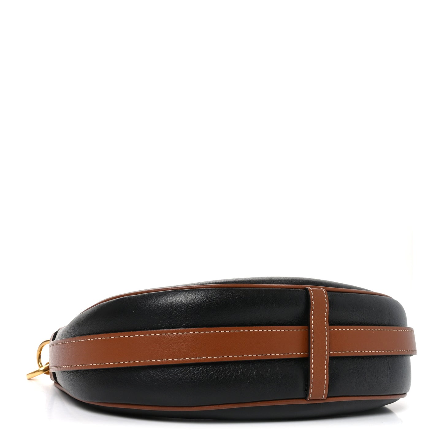 Smooth Calfskin Medium Strap Ava Shoulder Bag Black Tan